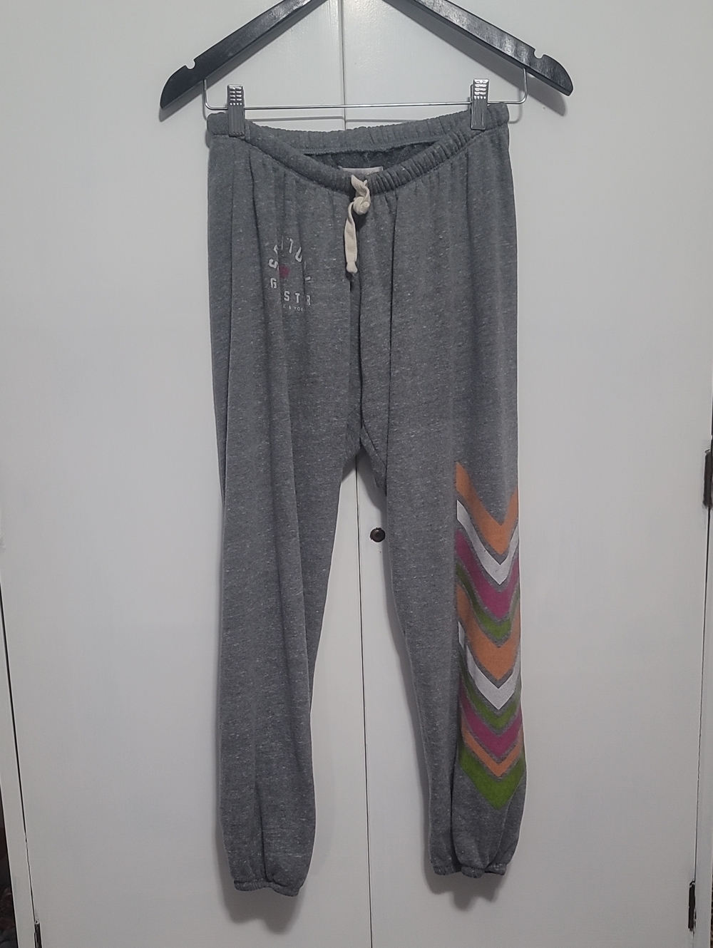 Gray Jogger Bottoms with Chevron Accent